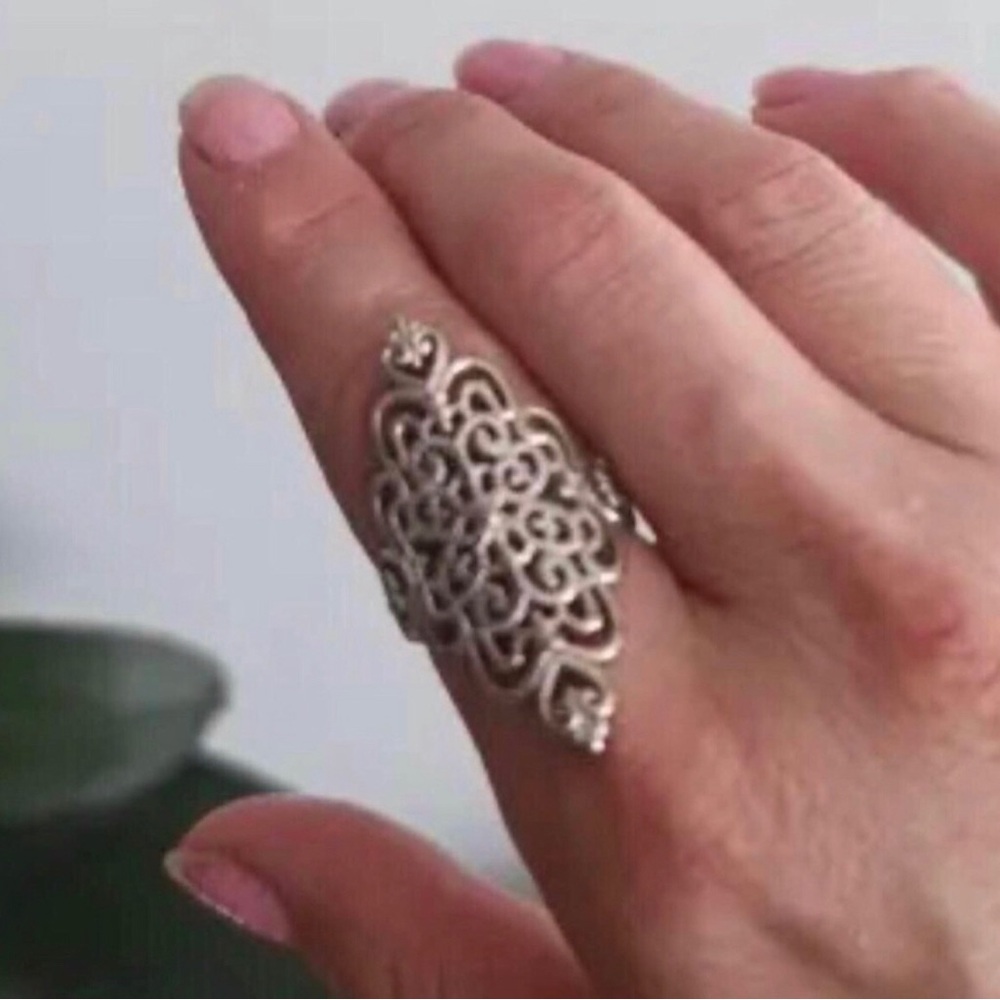 Elegant Filigree Sterling Silver Statement Ring - Women's Jewelry